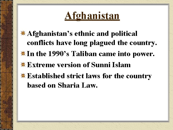 Afghanistan’s ethnic and political conflicts have long plagued the country. In the 1990’s Taliban