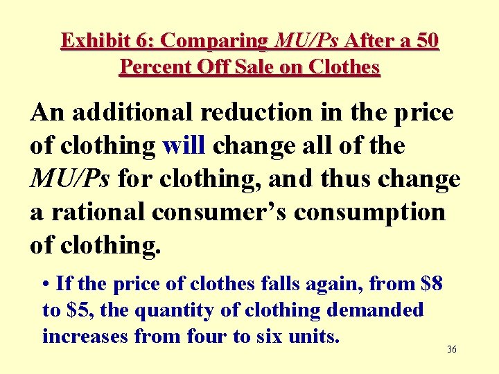 Exhibit 6: Comparing MU/Ps After a 50 Percent Off Sale on Clothes An additional