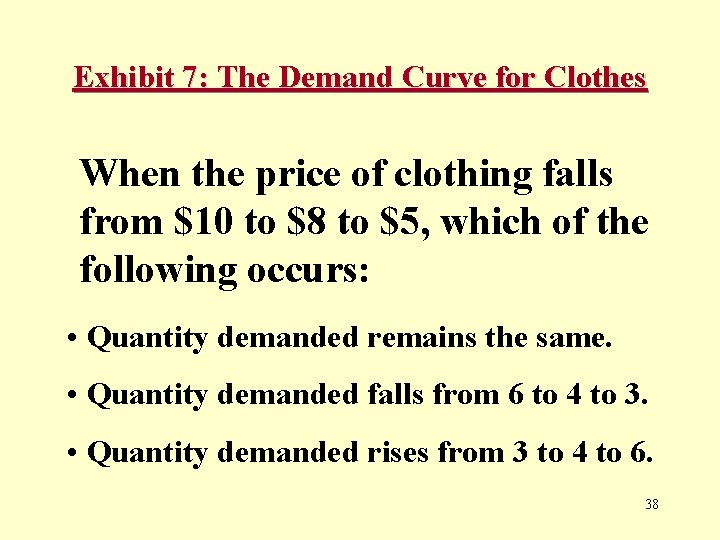 Exhibit 7: The Demand Curve for Clothes When the price of clothing falls from