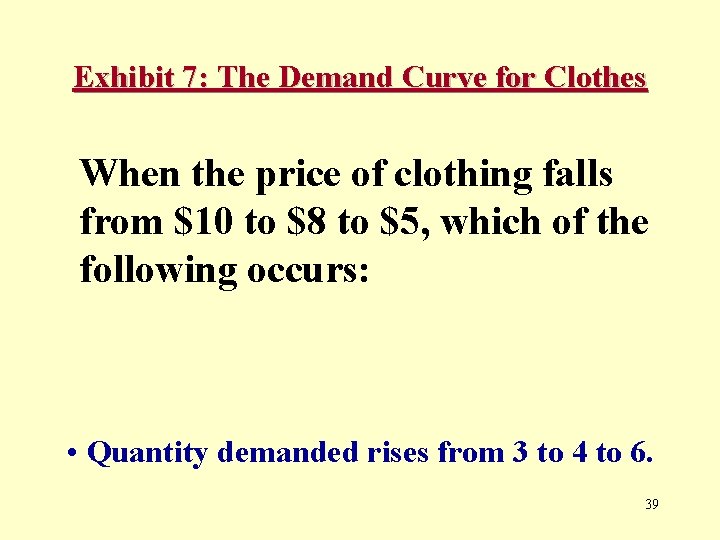 Exhibit 7: The Demand Curve for Clothes When the price of clothing falls from