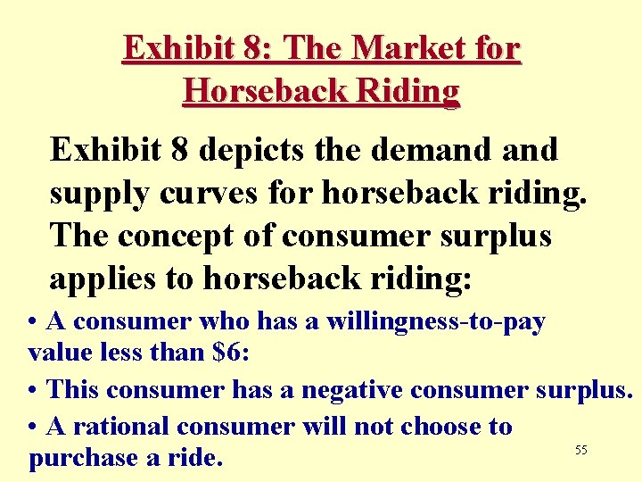 Exhibit 8: The Market for Horseback Riding Exhibit 8 depicts the demand supply curves