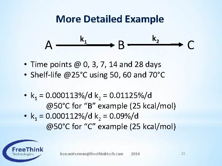 More Detailed Example A k 1 B k 2 C • Time points @