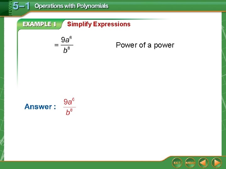 Simplify Expressions Power of a power 