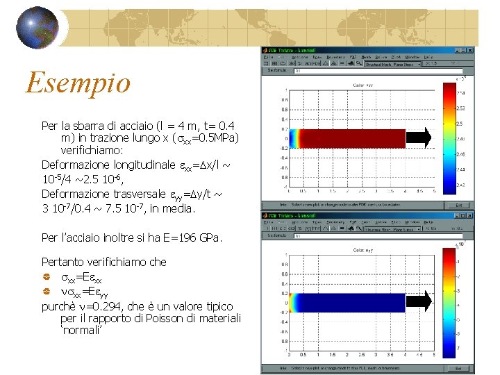 Esempio Per la sbarra di acciaio (l = 4 m, t= 0. 4 m) Esempio Per la sbarra di acciaio (l = 4 m, t= 0. 4 m)
