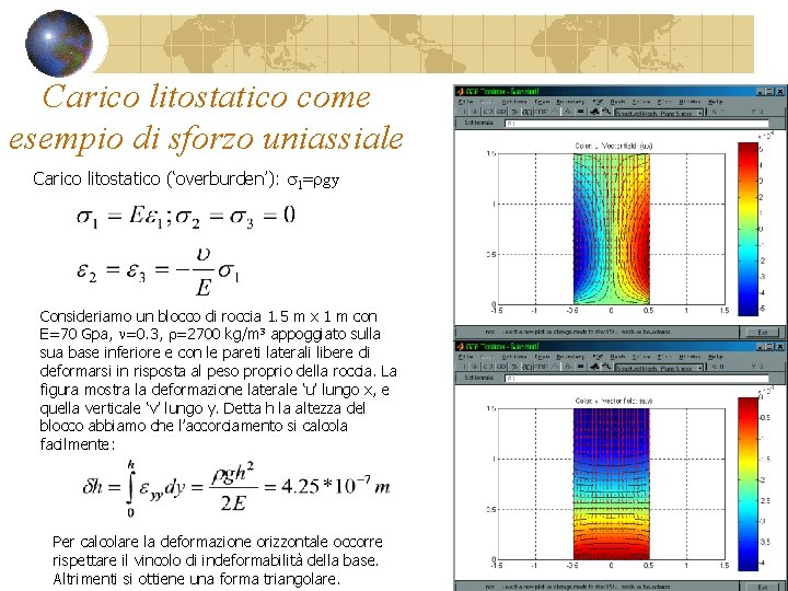 Carico litostatico come esempio di sforzo uniassiale Carico litostatico (‘overburden’): s 1=rgy Consideriamo un Carico litostatico come esempio di sforzo uniassiale Carico litostatico (‘overburden’): s 1=rgy Consideriamo un
