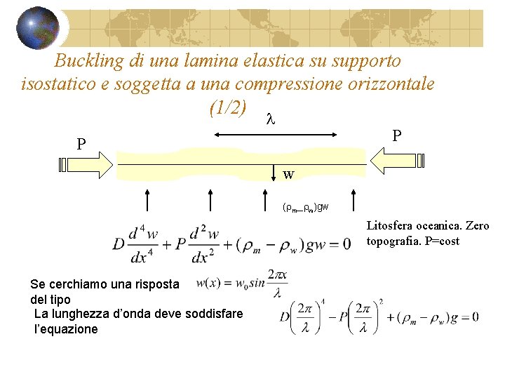 Buckling di una lamina elastica su supporto isostatico e soggetta a una compressione orizzontale Buckling di una lamina elastica su supporto isostatico e soggetta a una compressione orizzontale