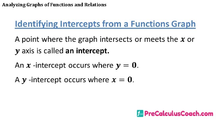 Analyzing Graphs of Functions and Relations 