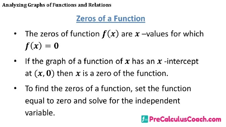 Analyzing Graphs of Functions and Relations 