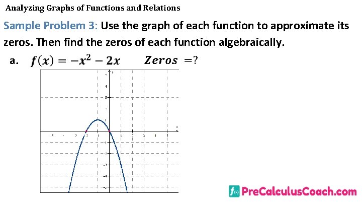 Analyzing Graphs of Functions and Relations Sample Problem 3: Use the graph of each