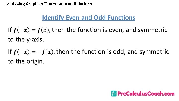 Analyzing Graphs of Functions and Relations 