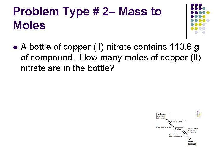 Problem Type # 2– Mass to Moles l A bottle of copper (II) nitrate