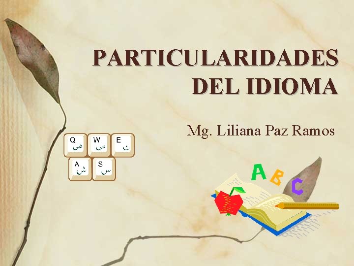 PARTICULARIDADES DEL IDIOMA Mg. Liliana Paz Ramos 