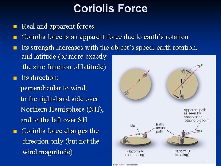 Coriolis Force n n n Real and apparent forces Coriolis force is an apparent