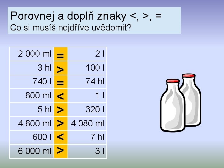 Porovnej a doplň znaky <, >, = Co si musíš nejdříve uvědomit? 2 000