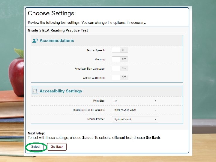 Then click “Yes, start my test 