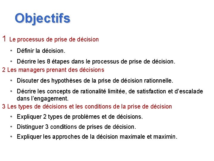 La prise de dcision Cours de Management L