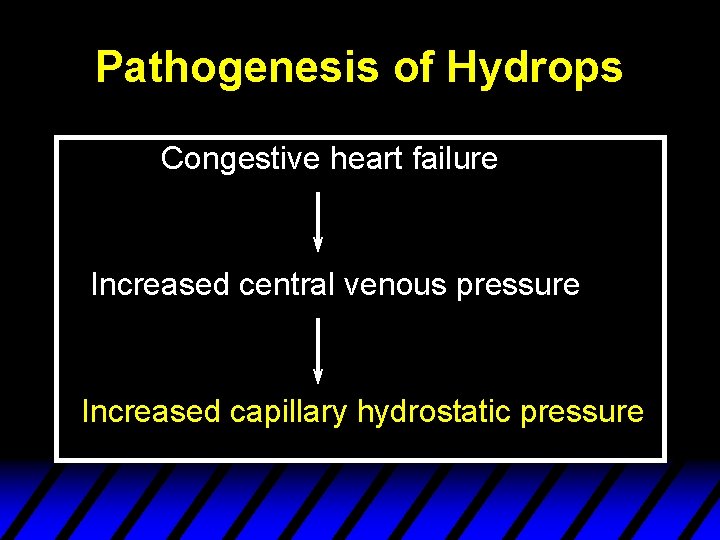 Pathogenesis of Hydrops Congestive heart failure Increased central venous pressure Increased capillary hydrostatic pressure