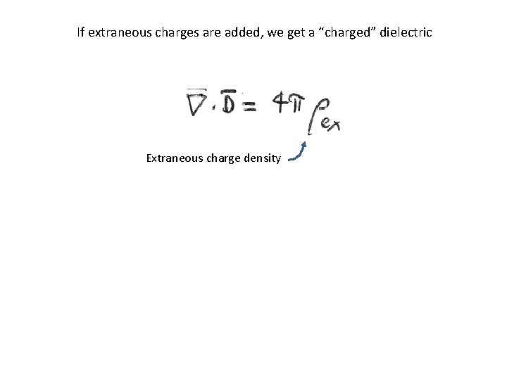 If extraneous charges are added, we get a “charged” dielectric Extraneous charge density 