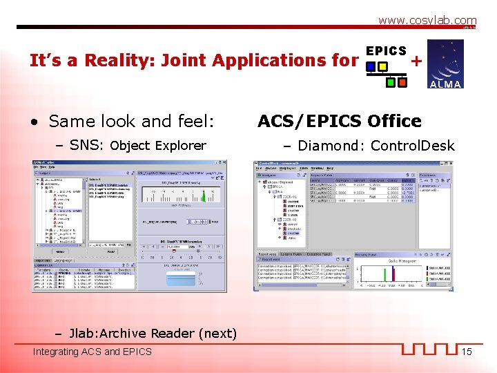 www. cosylab. com It’s a Reality: Joint Applications for • Same look and feel: