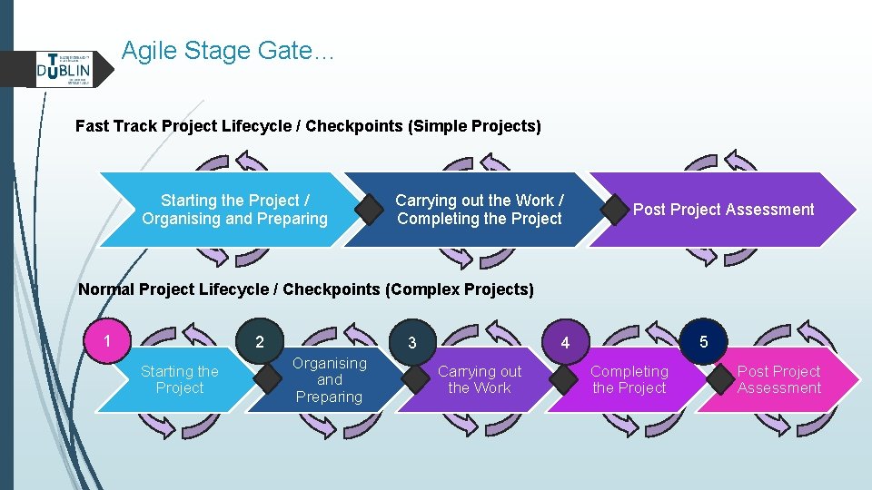 Agile Stage Gate… Fast Track Project Lifecycle / Checkpoints (Simple Projects) Starting the Project