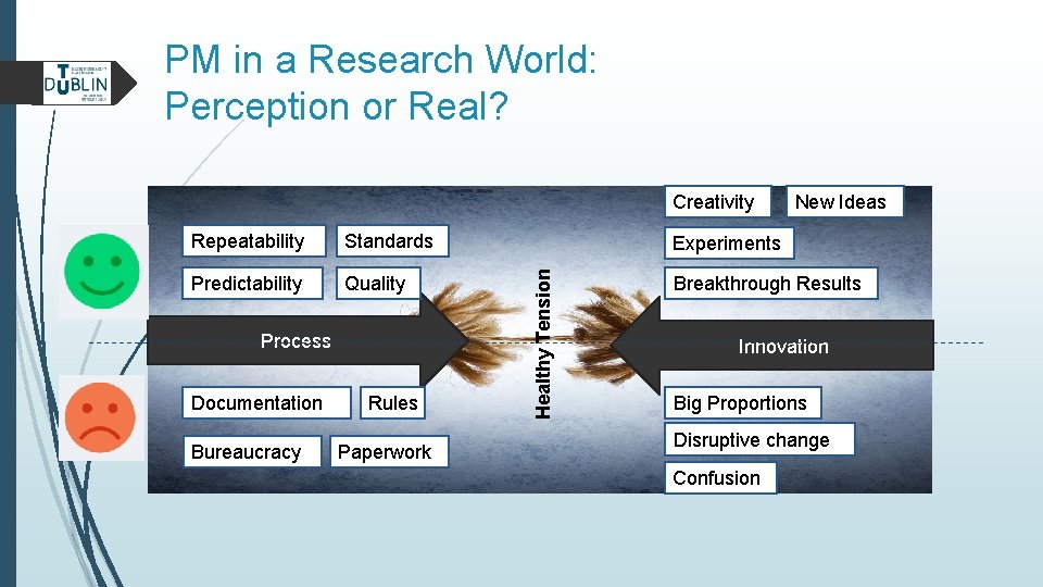 PM in a Research World: Perception or Real? Creativity Standards Predictability Quality Process Documentation