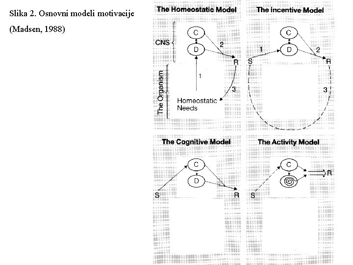 Slika 2. Osnovni modeli motivacije (Madsen, 1988) 