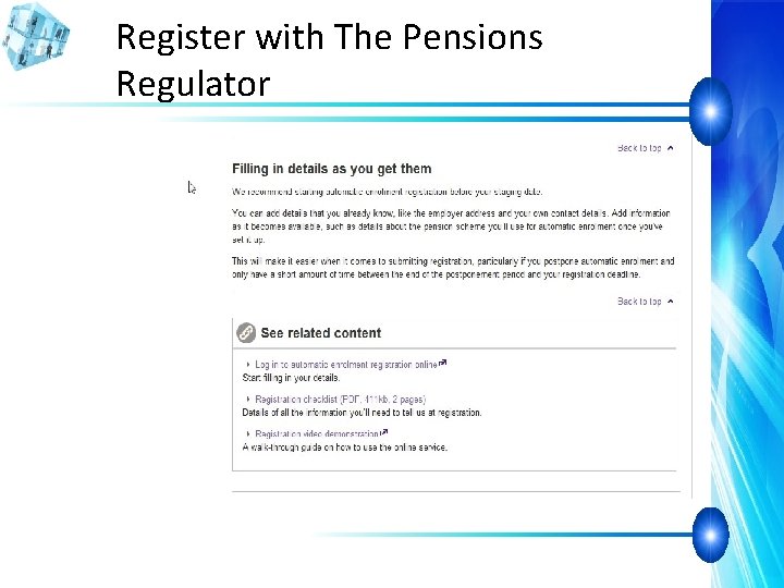 Register with The Pensions Regulator 