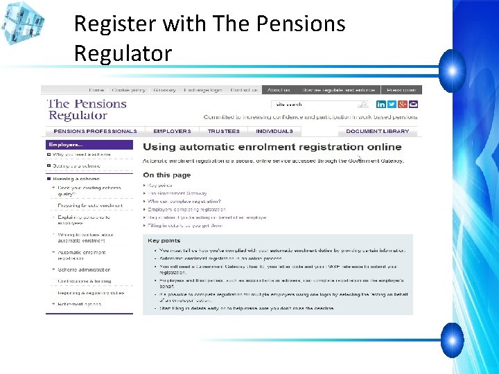 Register with The Pensions Regulator 