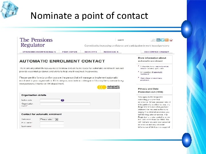 Nominate a point of contact 