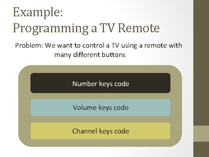 Example: Programming a TV Remote Problem: We want to control a TV using a