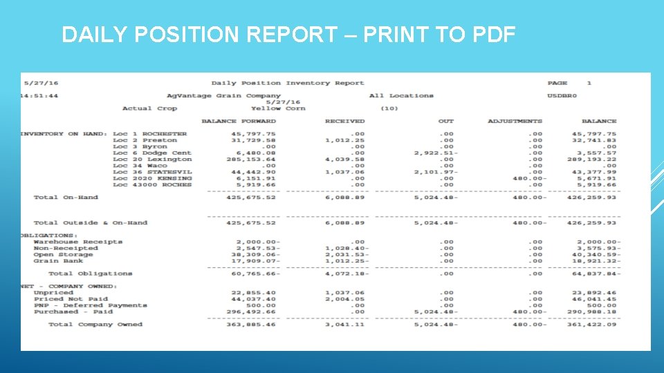DAILY POSITION REPORT – PRINT TO PDF 
