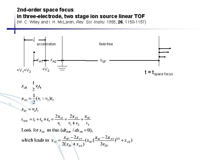 2 nd-order space focus in three-electrode, two stage ion source linear TOF (W. C.