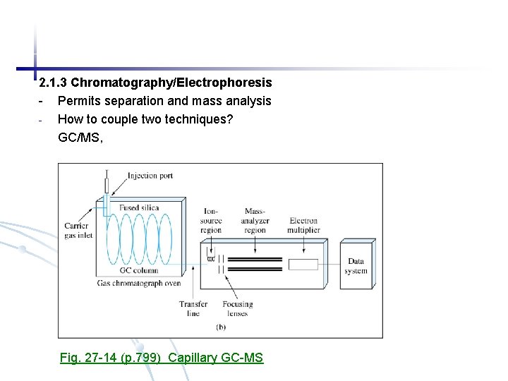 2. 1. 3 Chromatography/Electrophoresis - Permits separation and mass analysis How to couple two