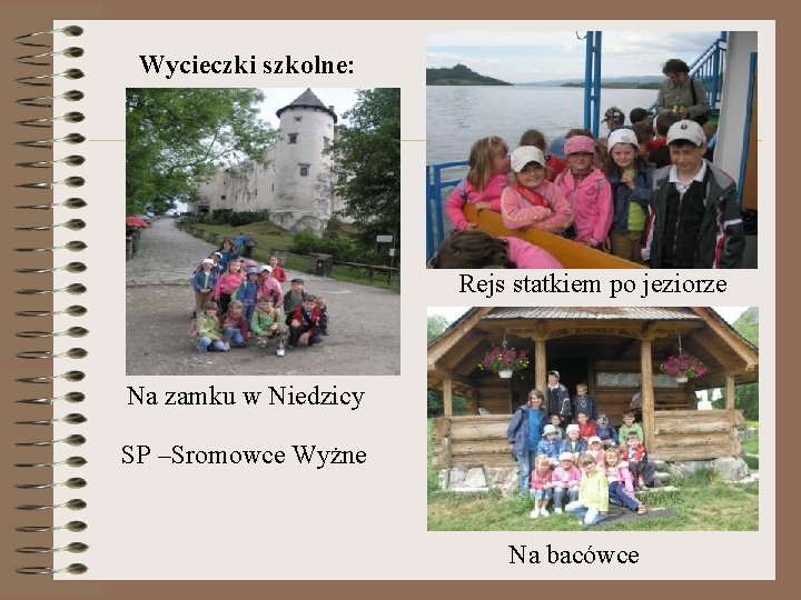 Wycieczki szkolne: Rejs statkiem po jeziorze Na zamku w Niedzicy SP –Sromowce Wyżne Na