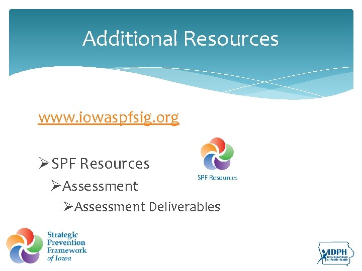 Additional Resources www. iowaspfsig. org ØSPF Resources ØAssessment Deliverables 