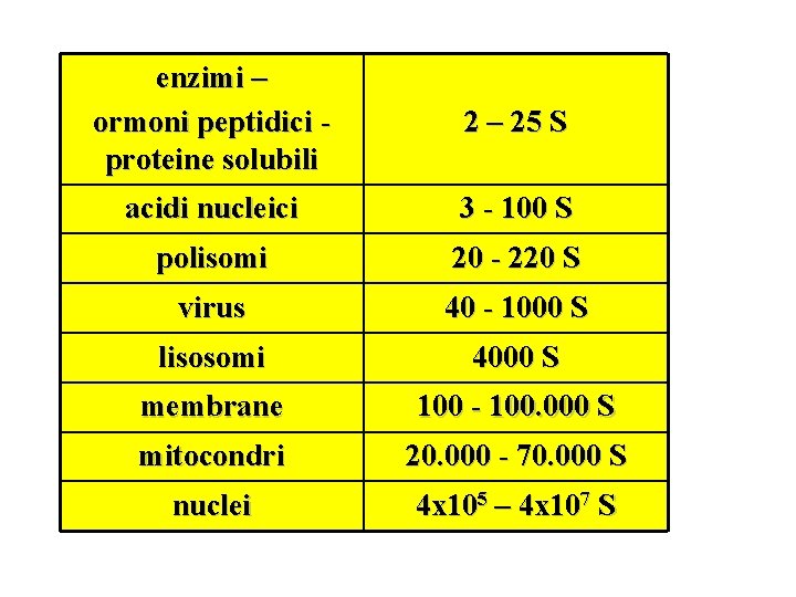 enzimi – ormoni peptidici proteine solubili 2 – 25 S acidi nucleici 3 -