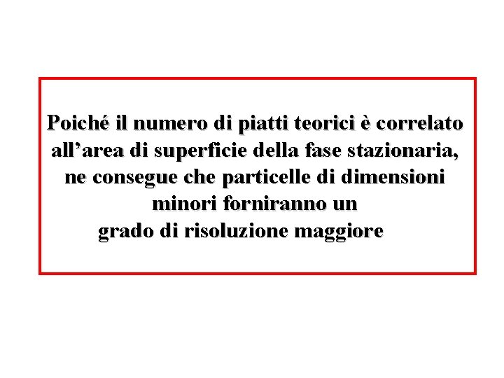 Poiché il numero di piatti teorici è correlato all’area di superficie della fase stazionaria,