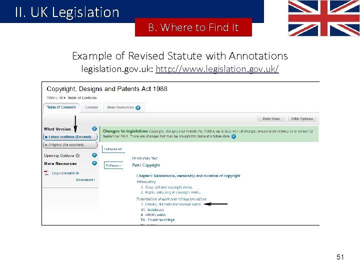 II. UK Legislation B. Where to Find It Example of Revised Statute with Annotations