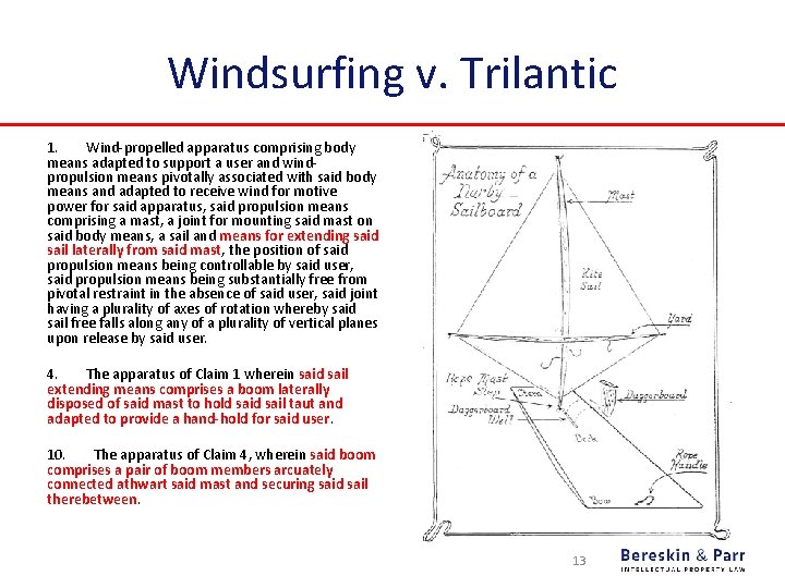 Windsurfing v. Trilantic 1. Wind-propelled apparatus comprising body means adapted to support a user