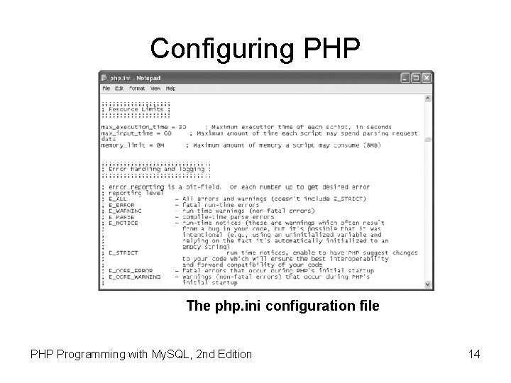 Configuring PHP The php. ini configuration file PHP Programming with My. SQL, 2 nd