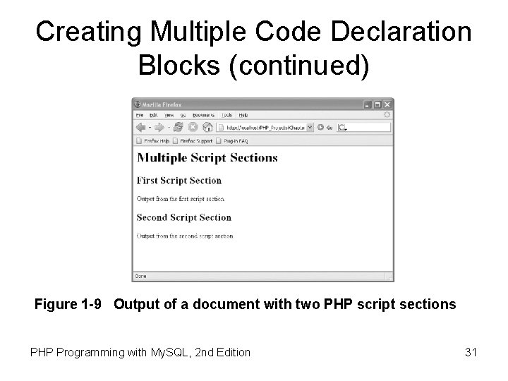 Creating Multiple Code Declaration Blocks (continued) Figure 1 -9 Output of a document with
