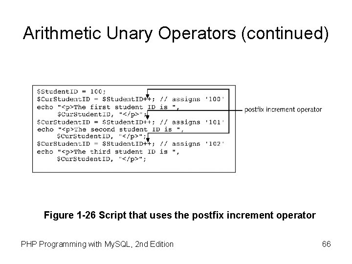 Arithmetic Unary Operators (continued) Figure 1 -26 Script that uses the postfix increment operator
