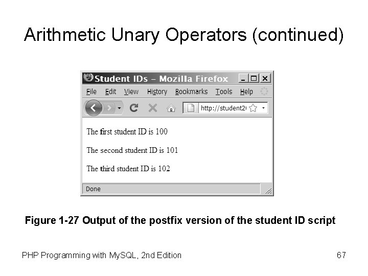 Arithmetic Unary Operators (continued) Figure 1 -27 Output of the postfix version of the