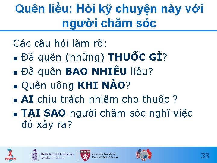 Quên liều: Hỏi kỹ chuyện này với người chăm sóc Các câu hỏi làm Quên liều: Hỏi kỹ chuyện này với người chăm sóc Các câu hỏi làm