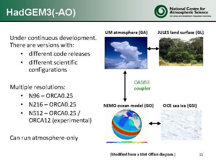 Had. GEM 3(-AO) Under continuous development. There are versions with: • different code releases Had. GEM 3(-AO) Under continuous development. There are versions with: • different code releases
