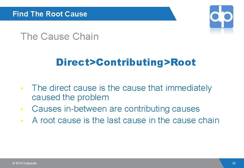 Find The Root Cause The Cause Chain Direct>Contributing>Root The direct cause is the cause