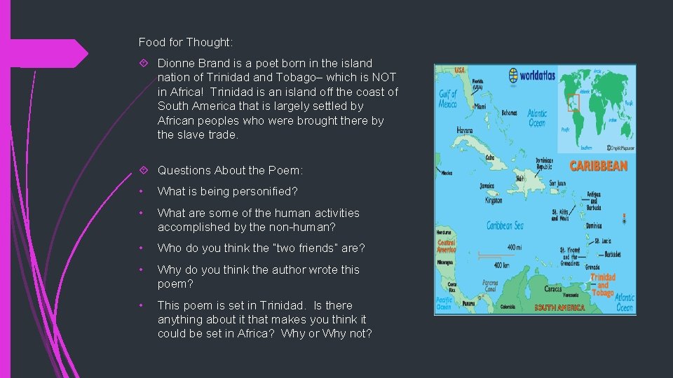 Food for Thought: Dionne Brand is a poet born in the island nation of Food for Thought: Dionne Brand is a poet born in the island nation of