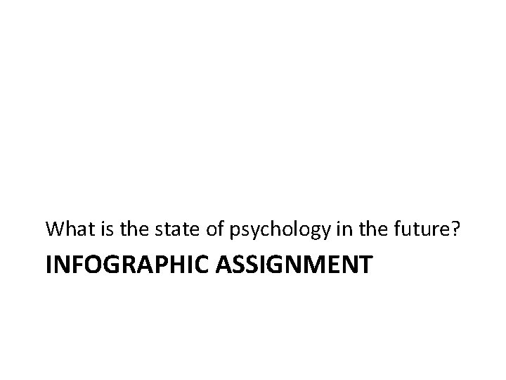 What is the state of psychology in the future? INFOGRAPHIC ASSIGNMENT What is the state of psychology in the future? INFOGRAPHIC ASSIGNMENT