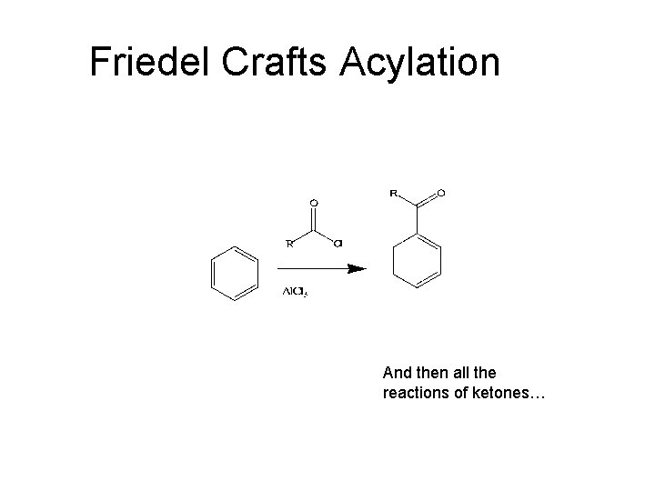 Friedel Crafts Acylation And then all the reactions of ketones… 