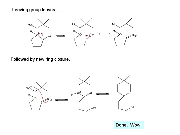 Leaving group leaves…. Followed by new ring closure. Done. Wow! 